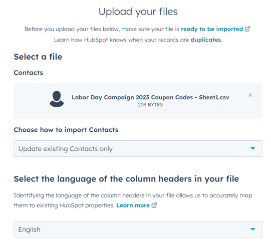 update existing contacts only